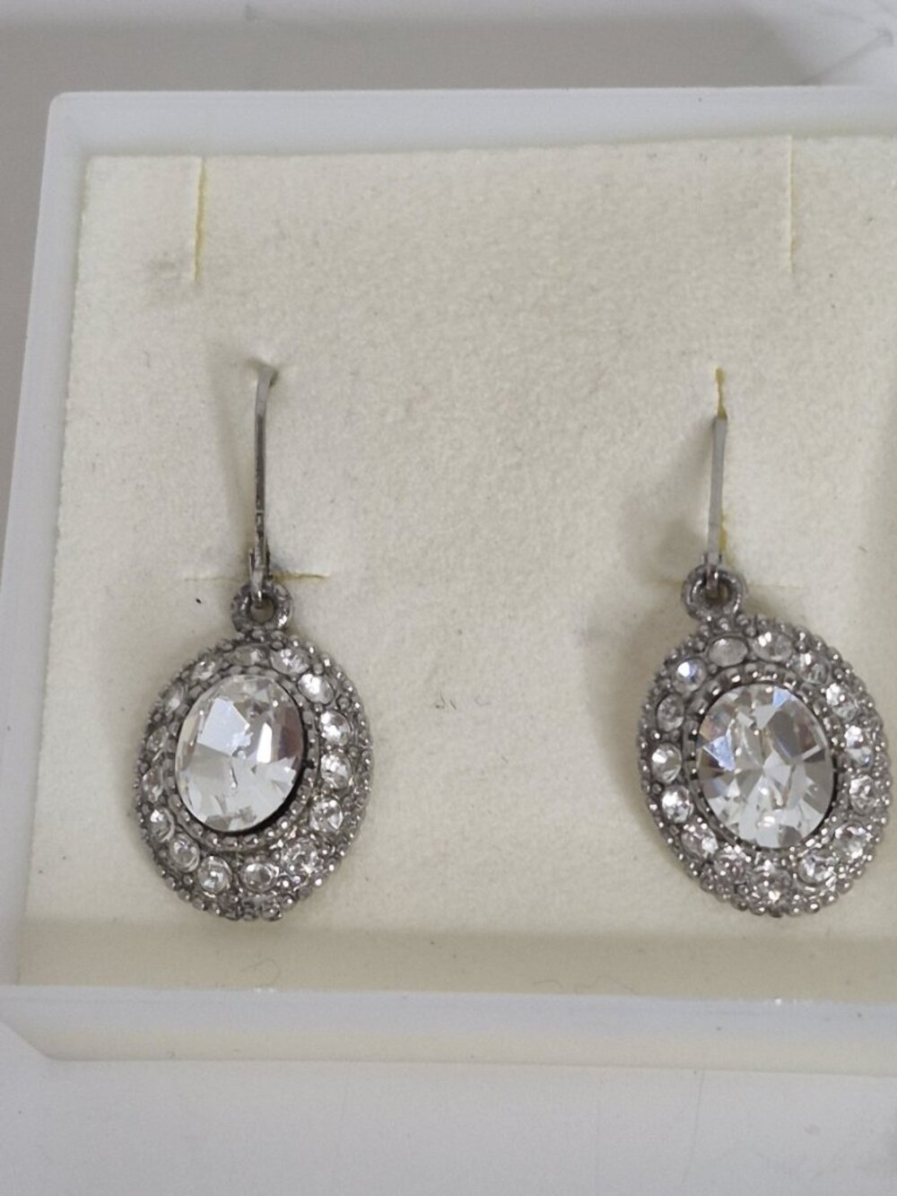 Silvertone Crystal Rhinestone Dangle Earrings